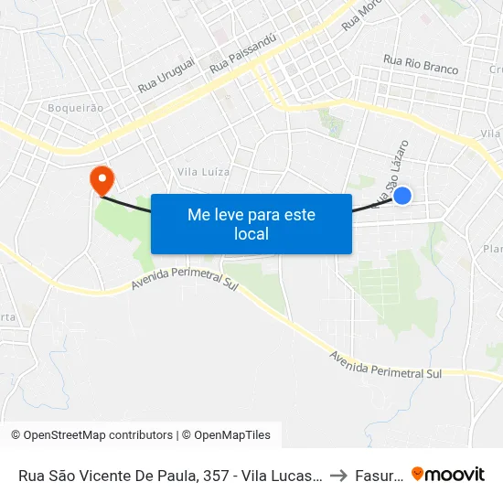 Rua São Vicente De Paula, 357 - Vila Lucas Araujo to Fasurgs map