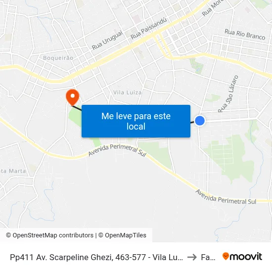 Pp411 Av. Scarpeline Ghezi, 463-577 - Vila Lucas Araujo(Antiga Rádio Planalto) to Fasurgs map