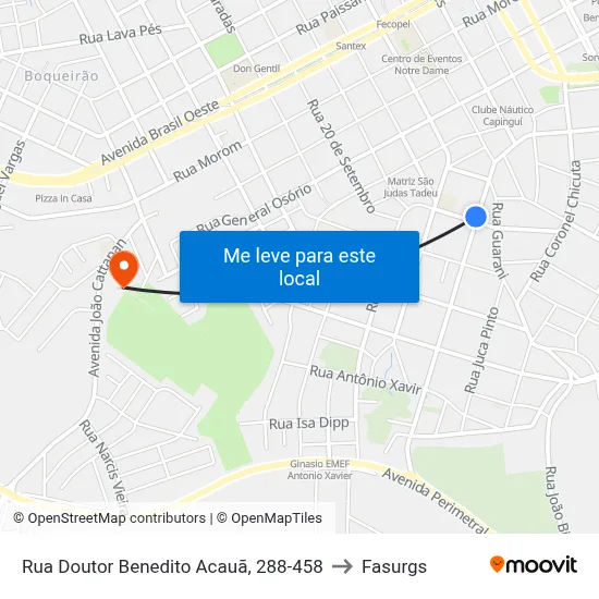 Rua Doutor Benedito Acauã, 288-458 to Fasurgs map