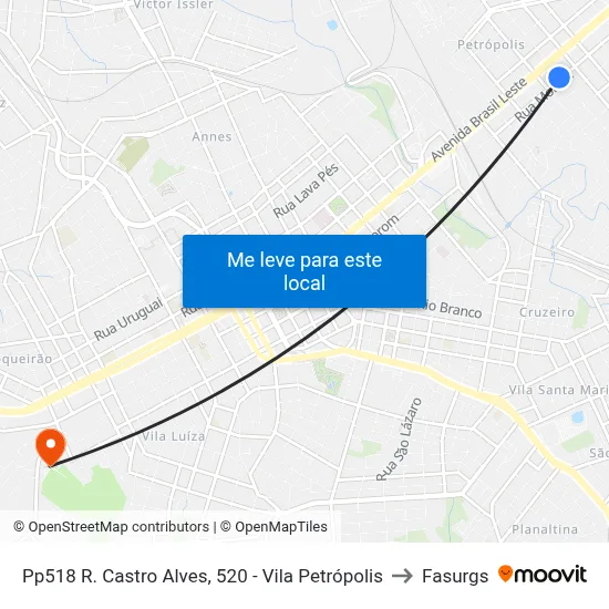 Pp518 R. Castro Alves, 520 - Vila Petrópolis to Fasurgs map