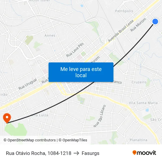 Rua Otávio Rocha, 1084-1218 to Fasurgs map
