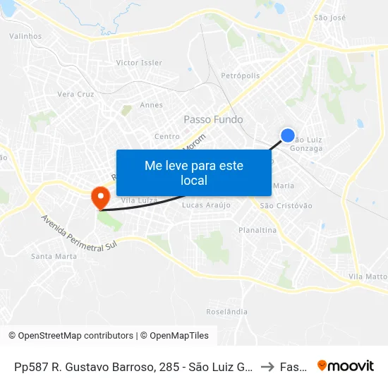 Pp587 R. Gustavo Barroso, 285 - São Luiz Gonzaga(Rudi Sat) to Fasurgs map