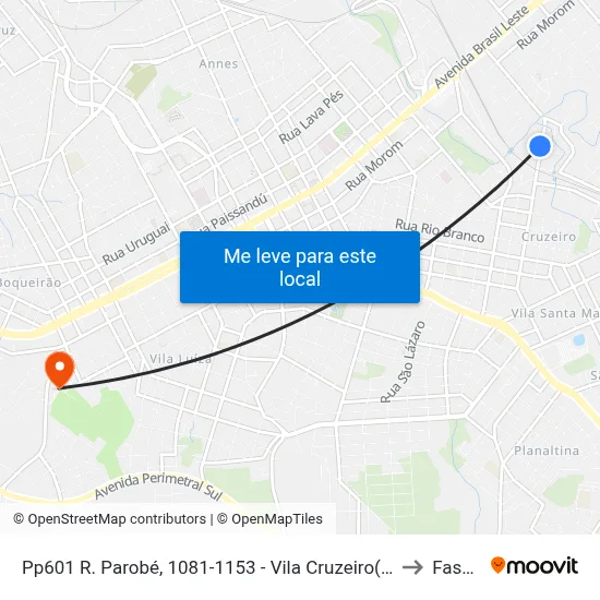 Pp601 R. Parobé, 1081-1153 - Vila Cruzeiro(Par Entre - Rios) to Fasurgs map