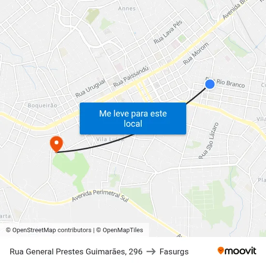 Rua General Prestes Guimarães, 296 to Fasurgs map