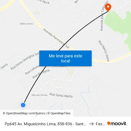 Pp645 Av. Miguelzinho Lima, 858-936 - Santa Marta(Mercado Pedrão) to Fasurgs map