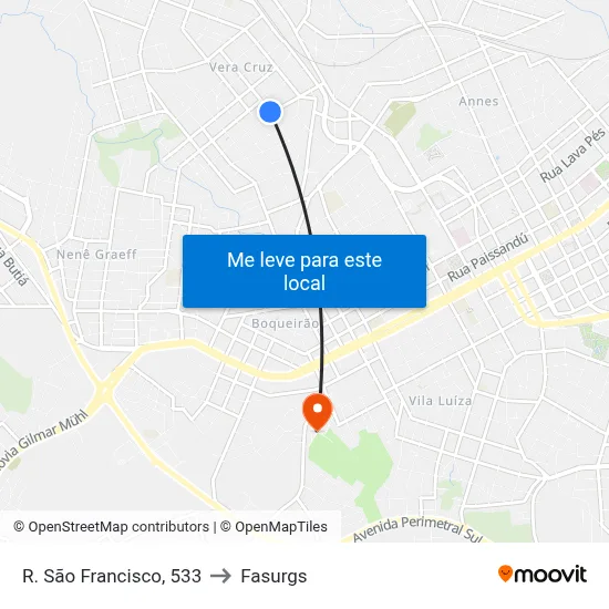 R. São Francisco, 533 to Fasurgs map