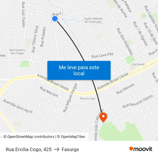 Rua Ercília Cogo, 425 to Fasurgs map
