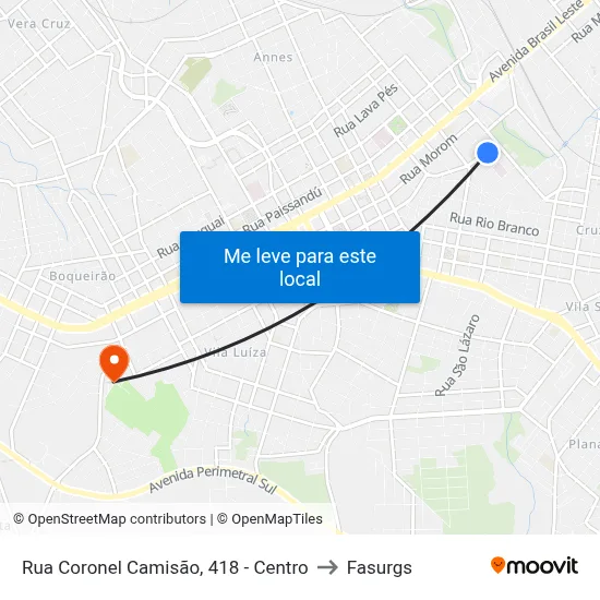 Rua Coronel Camisão, 418 - Centro to Fasurgs map