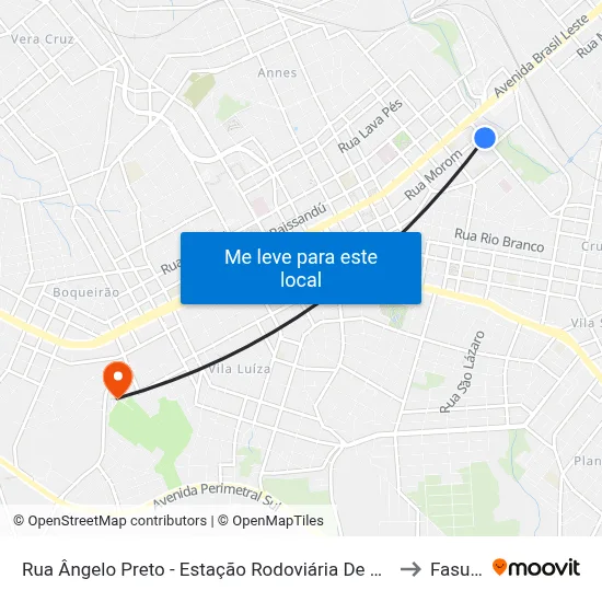 Rua Ângelo Preto - Estação Rodoviária De Passo Fundo to Fasurgs map