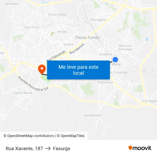 Rua Xavante, 187 to Fasurgs map