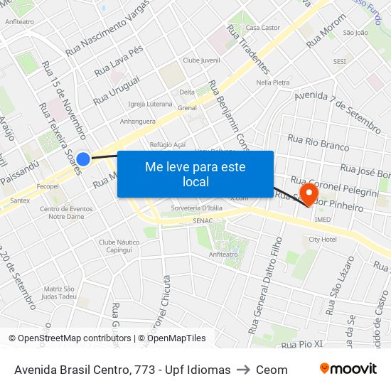 Avenida Brasil Centro, 773 - Upf Idiomas to Ceom map