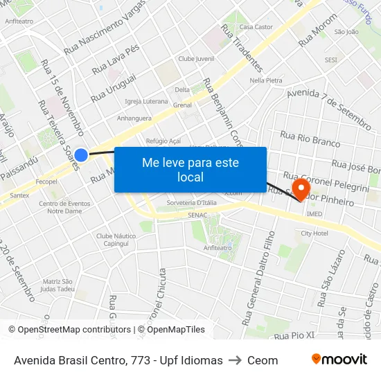 Avenida Brasil Centro, 773 - Upf Idiomas to Ceom map
