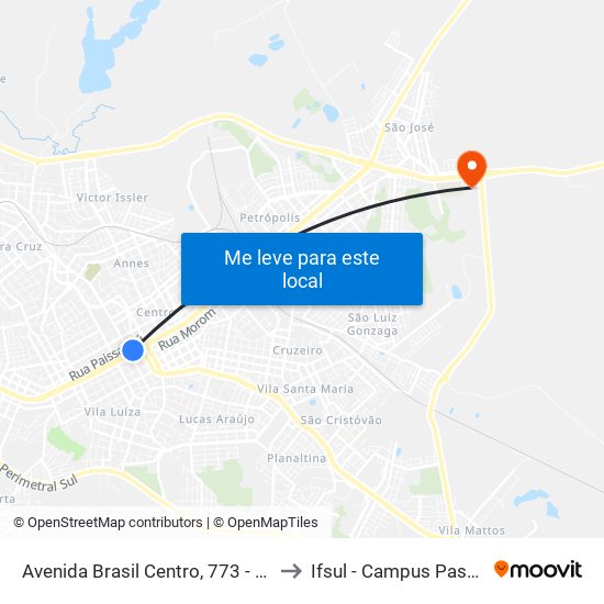 Avenida Brasil Centro, 773 - Upf Idiomas to Ifsul - Campus Passo Fundo map