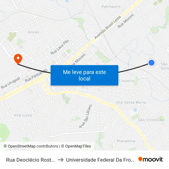 Rua Deoclécio Rostro, 286 to Universidade Federal Da Fronteira Sul map