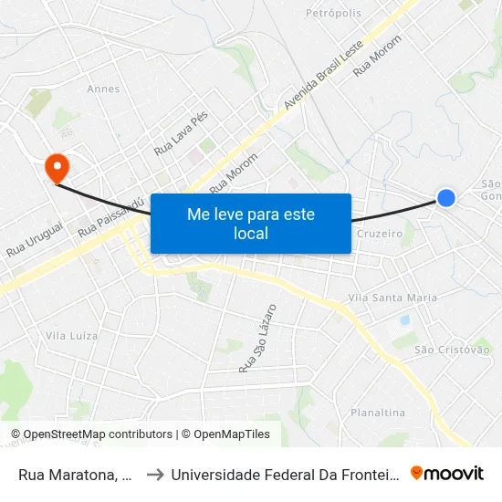 Rua Maratona, 1-95 to Universidade Federal Da Fronteira Sul map