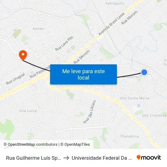 Rua Guilherme Luís Sperry, 21-41 to Universidade Federal Da Fronteira Sul map