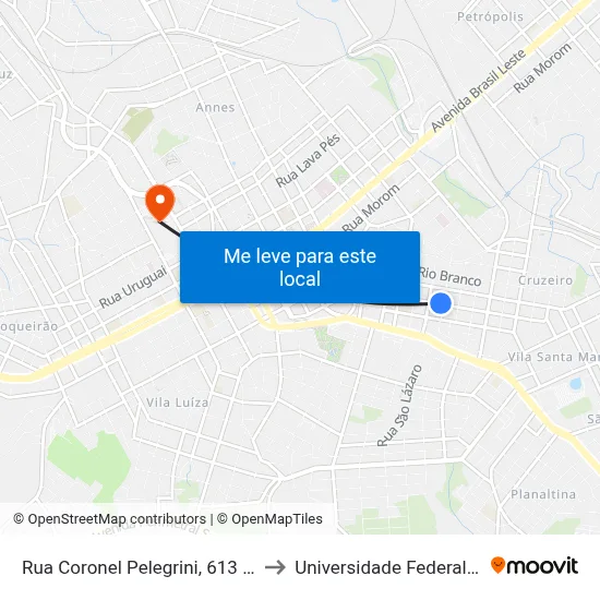 Rua Coronel Pelegrini, 613 - Colégio Tiradentes to Universidade Federal Da Fronteira Sul map