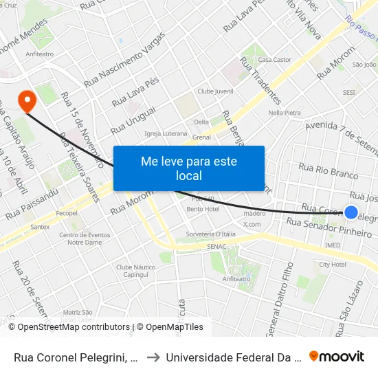 Rua Coronel Pelegrini, 455 - Zaffari to Universidade Federal Da Fronteira Sul map