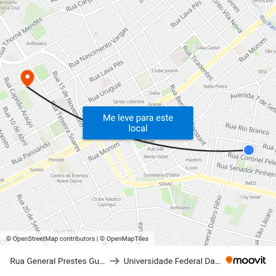 Rua General Prestes Guimarães, 380 to Universidade Federal Da Fronteira Sul map
