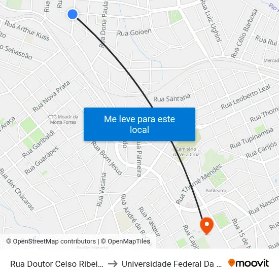Rua Doutor Celso Ribeiro, 133-189 to Universidade Federal Da Fronteira Sul map