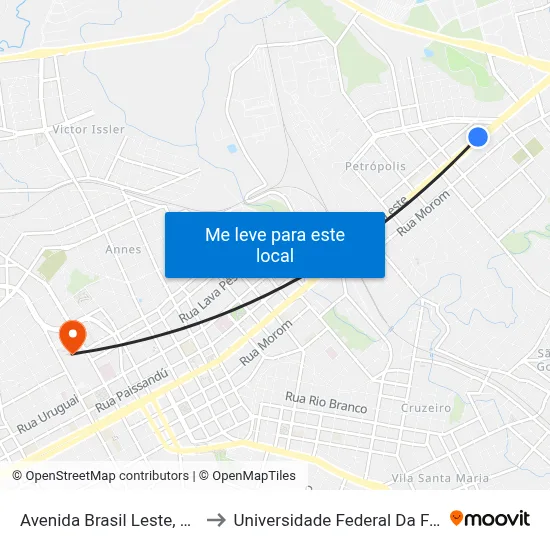 Avenida Brasil Leste, 1374-1590 to Universidade Federal Da Fronteira Sul map