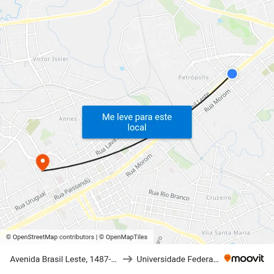 Avenida Brasil Leste, 1487-1595 - Cais Petrópolis to Universidade Federal Da Fronteira Sul map