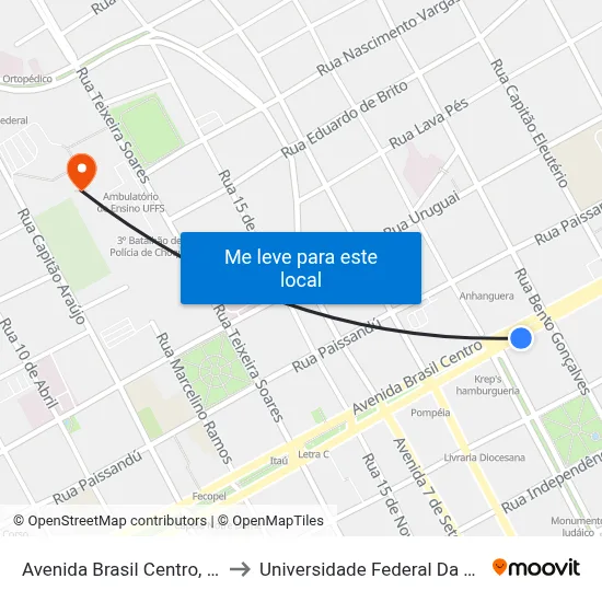 Avenida Brasil Centro, 7861-7969 to Universidade Federal Da Fronteira Sul map