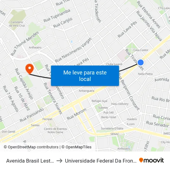 Avenida Brasil Leste, 377 to Universidade Federal Da Fronteira Sul map