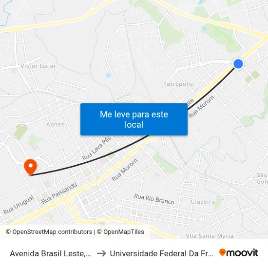 Avenida Brasil Leste, 690-734 to Universidade Federal Da Fronteira Sul map