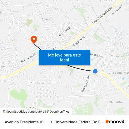 Avenida Presidente Vargas, 777 to Universidade Federal Da Fronteira Sul map