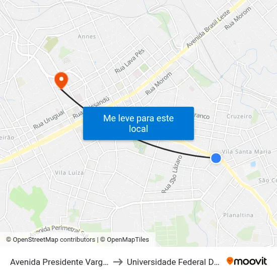 Avenida Presidente Vargas, 1187-1275 to Universidade Federal Da Fronteira Sul map