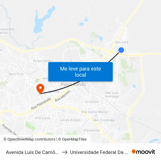 Avenida Luís De Camões, 251-323 to Universidade Federal Da Fronteira Sul map