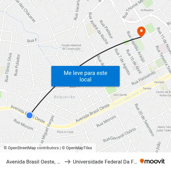 Avenida Brasil Oeste, 4640-4758 to Universidade Federal Da Fronteira Sul map