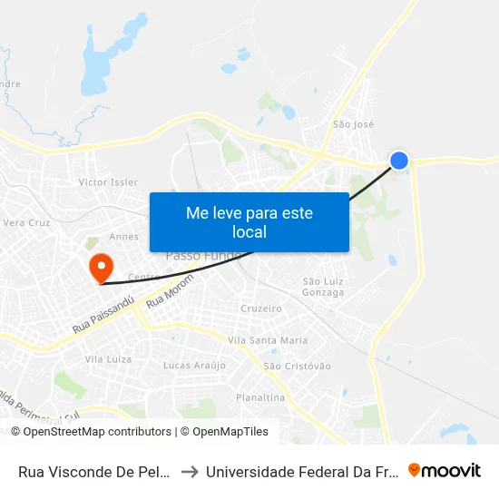 Rua Visconde De Pelotas, 900 to Universidade Federal Da Fronteira Sul map
