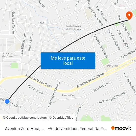Avenida Zero Hora, 217-287 to Universidade Federal Da Fronteira Sul map
