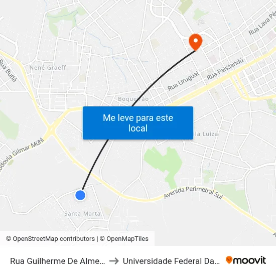 Rua Guilherme De Almeida, 126-184 to Universidade Federal Da Fronteira Sul map