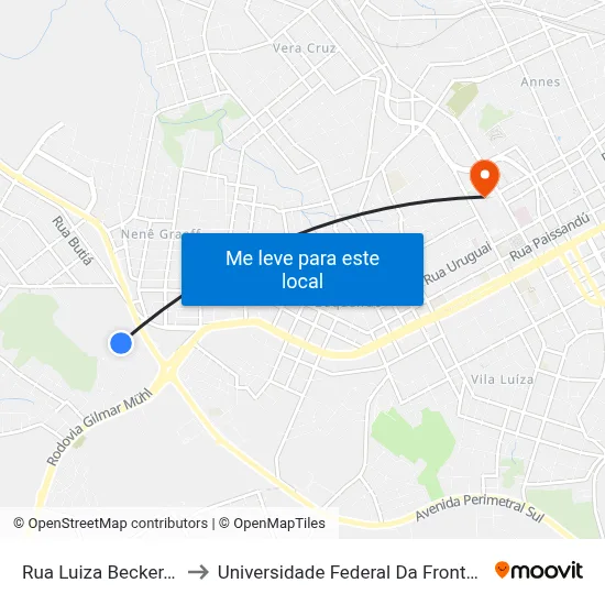 Rua Luiza Becker, 168 to Universidade Federal Da Fronteira Sul map