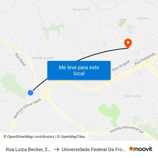 Rua Luiza Becker, 202-332 to Universidade Federal Da Fronteira Sul map