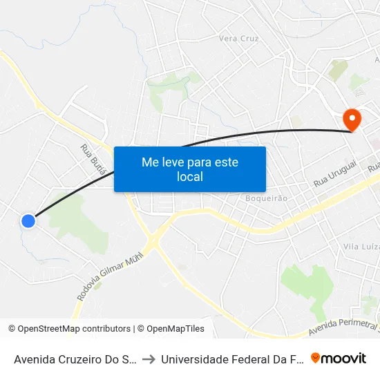 Avenida Cruzeiro Do Sul, 89-157 to Universidade Federal Da Fronteira Sul map
