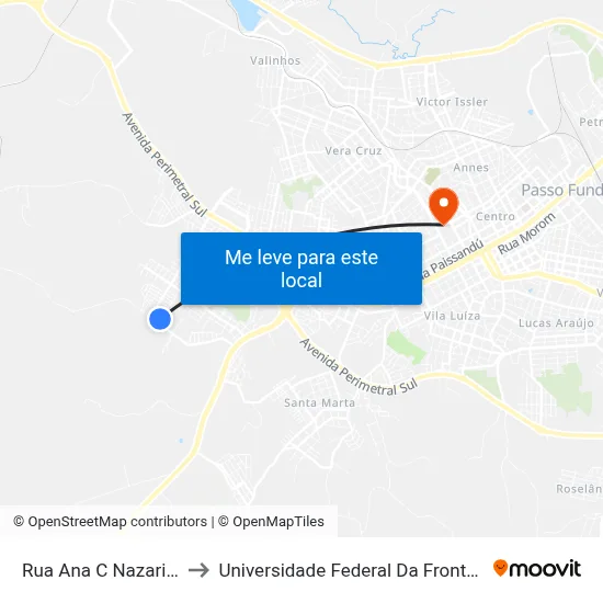 Rua Ana C Nazari, 234 to Universidade Federal Da Fronteira Sul map