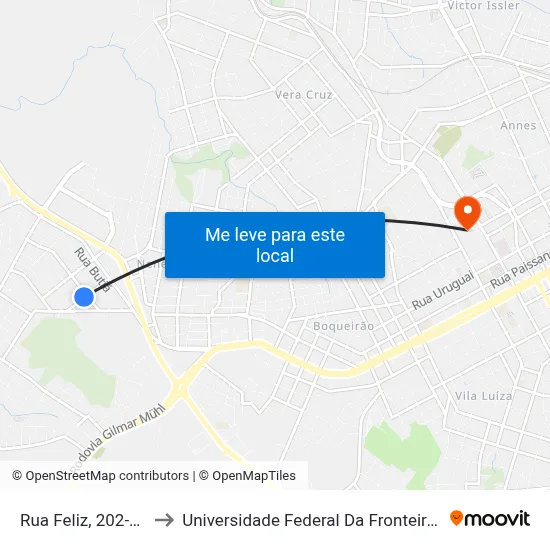 Rua Feliz, 202-280 to Universidade Federal Da Fronteira Sul map