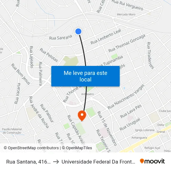 Rua Santana, 416-500 to Universidade Federal Da Fronteira Sul map