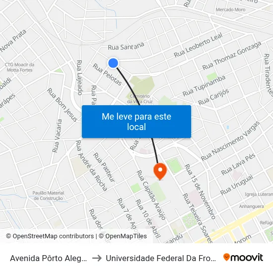 Avenida Pôrto Alegre, 161 to Universidade Federal Da Fronteira Sul map
