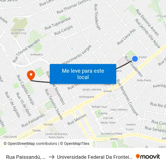 Rua Paissandú, 358 to Universidade Federal Da Fronteira Sul map