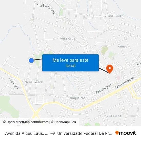 Avenida Alceu Laus, 855-951 to Universidade Federal Da Fronteira Sul map