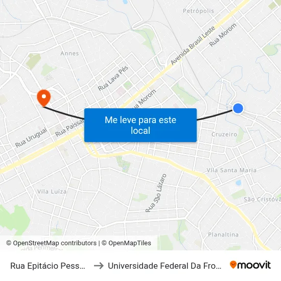 Rua Epitácio Pessoa, 123 to Universidade Federal Da Fronteira Sul map