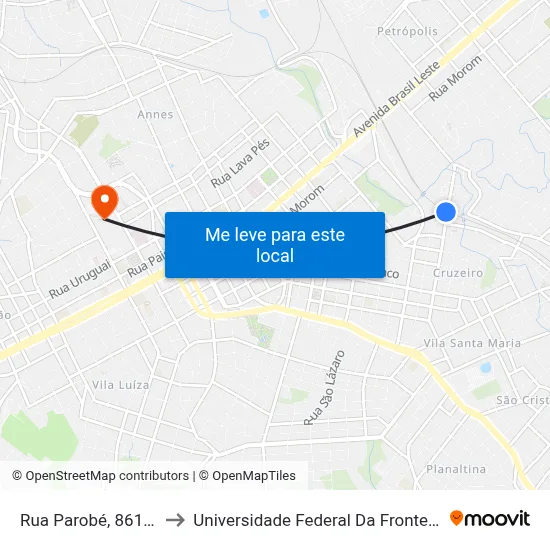 Rua Parobé, 861-947 to Universidade Federal Da Fronteira Sul map