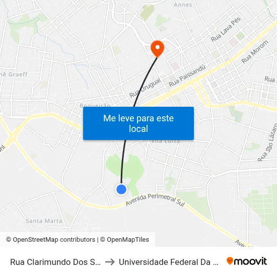 Rua Clarimundo Dos Santos, 218 to Universidade Federal Da Fronteira Sul map