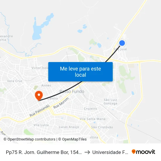 Pp75 R. Jorn. Guilherme Bor, 154-352 - São José(Proximo À Horta Municipal) to Universidade Federal Da Fronteira Sul map