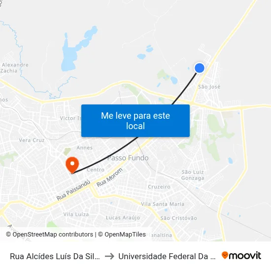 Rua Alcídes Luís Da Silva, 146-218 to Universidade Federal Da Fronteira Sul map